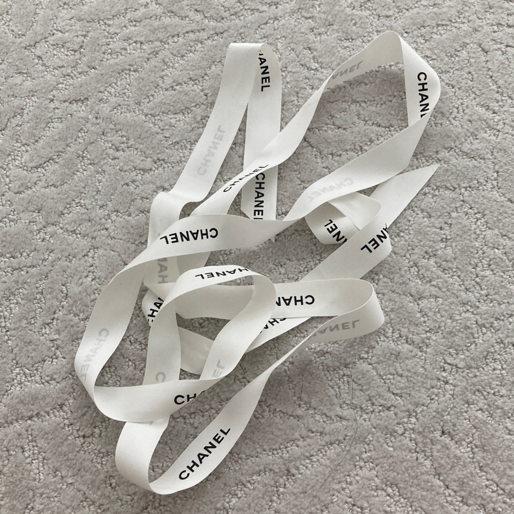 CHANEL White Logo long Ribbon